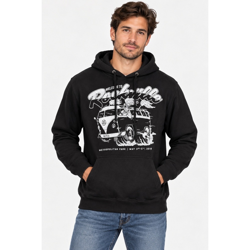 Independent Men Hoodie Small Black Welcome to Rockville 2019 Band Lineup Graphic